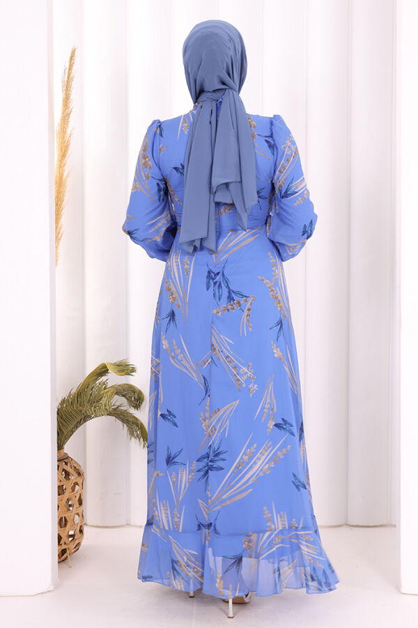 Leaf Print Chiffon Modest Dress (available in 2 colors)