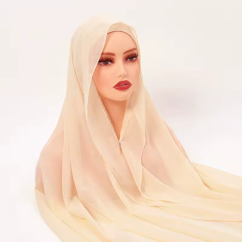 3 in 1 Flowy Chiffon Hijab Scarf Set (Hijab, Magnet Pins, Undercap)