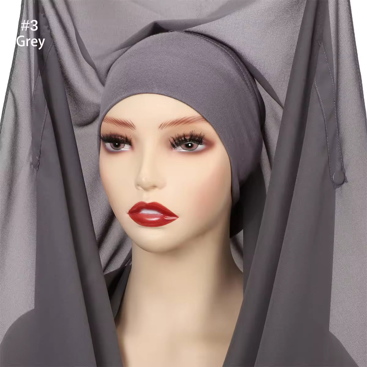 3 in 1 Flowy Chiffon Hijab Scarf Set (Hijab, Magnet Pins, Undercap)