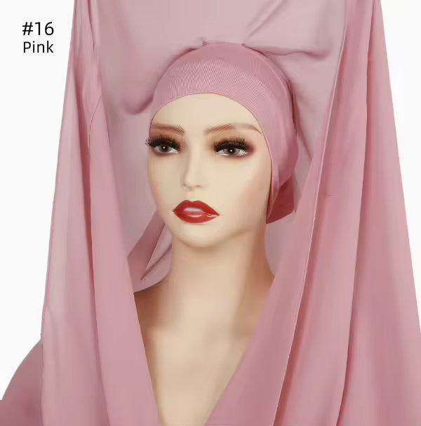 3 in 1 Flowy Chiffon Hijab Scarf Set (Hijab, Magnet Pins, Undercap)