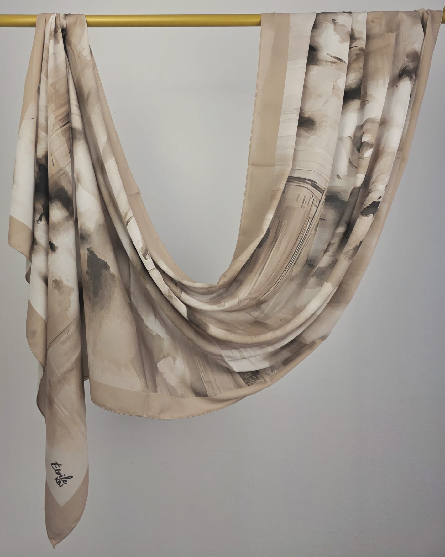 Watercolor Print Crepe Shawl