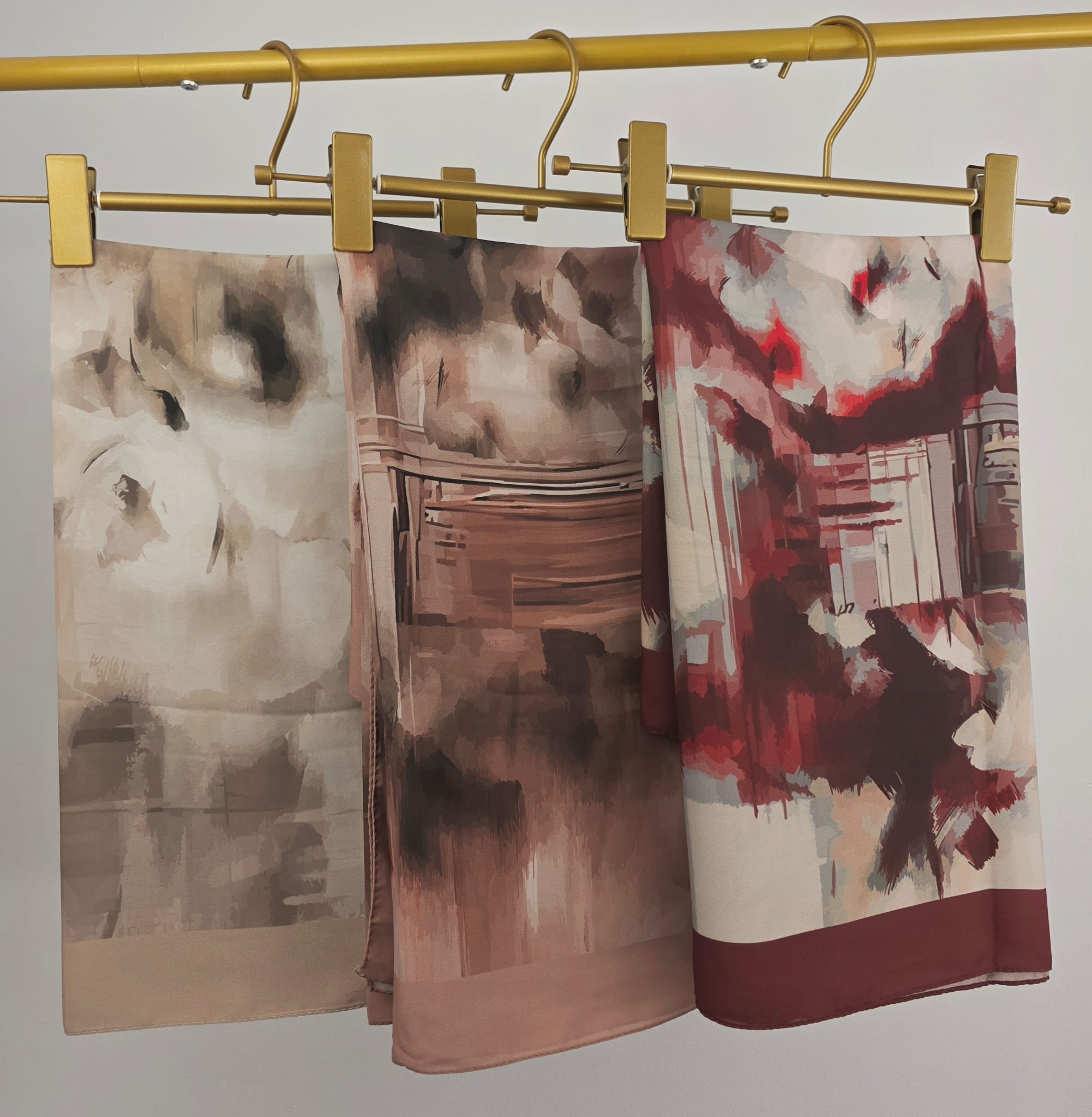 Watercolor Print Crepe Shawl