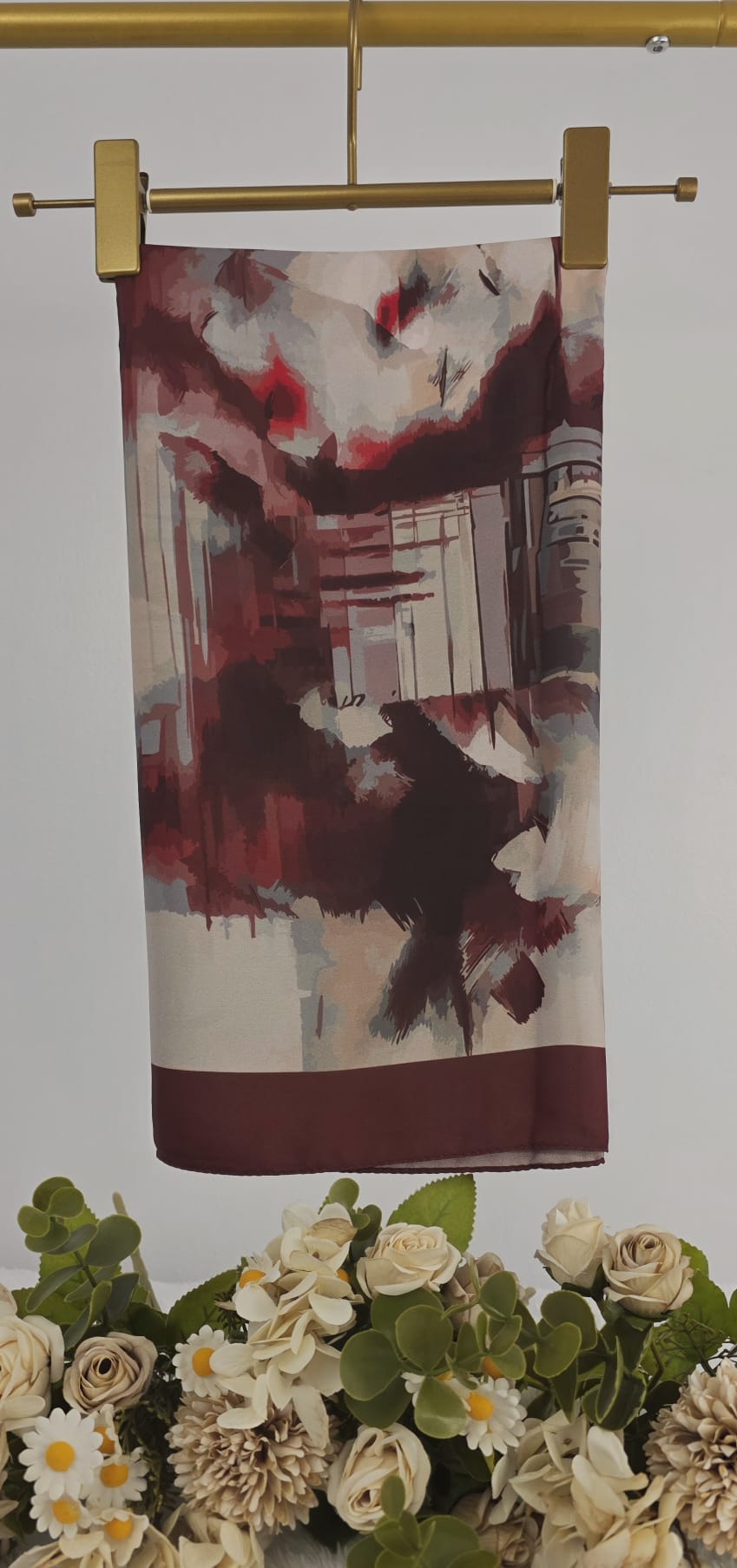 Watercolor Print Crepe Shawl