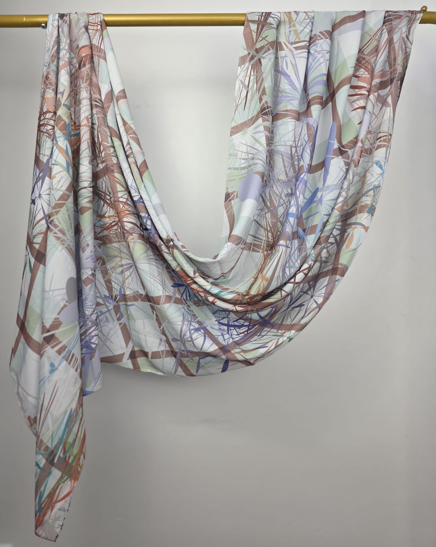 Abstract Geometric Print Crepe Shawl