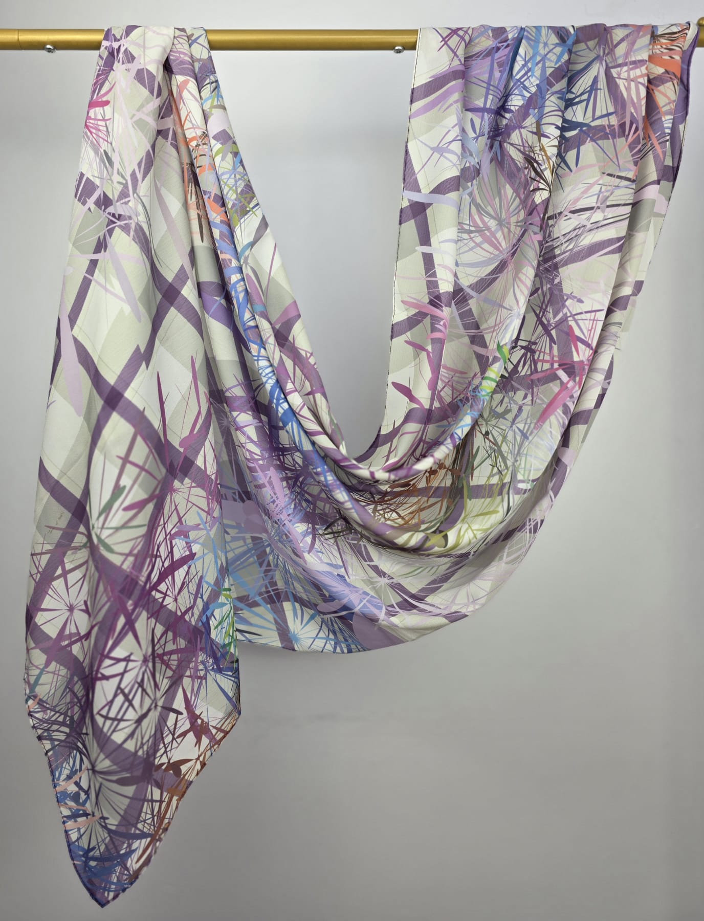 Abstract Geometric Print Crepe Shawl