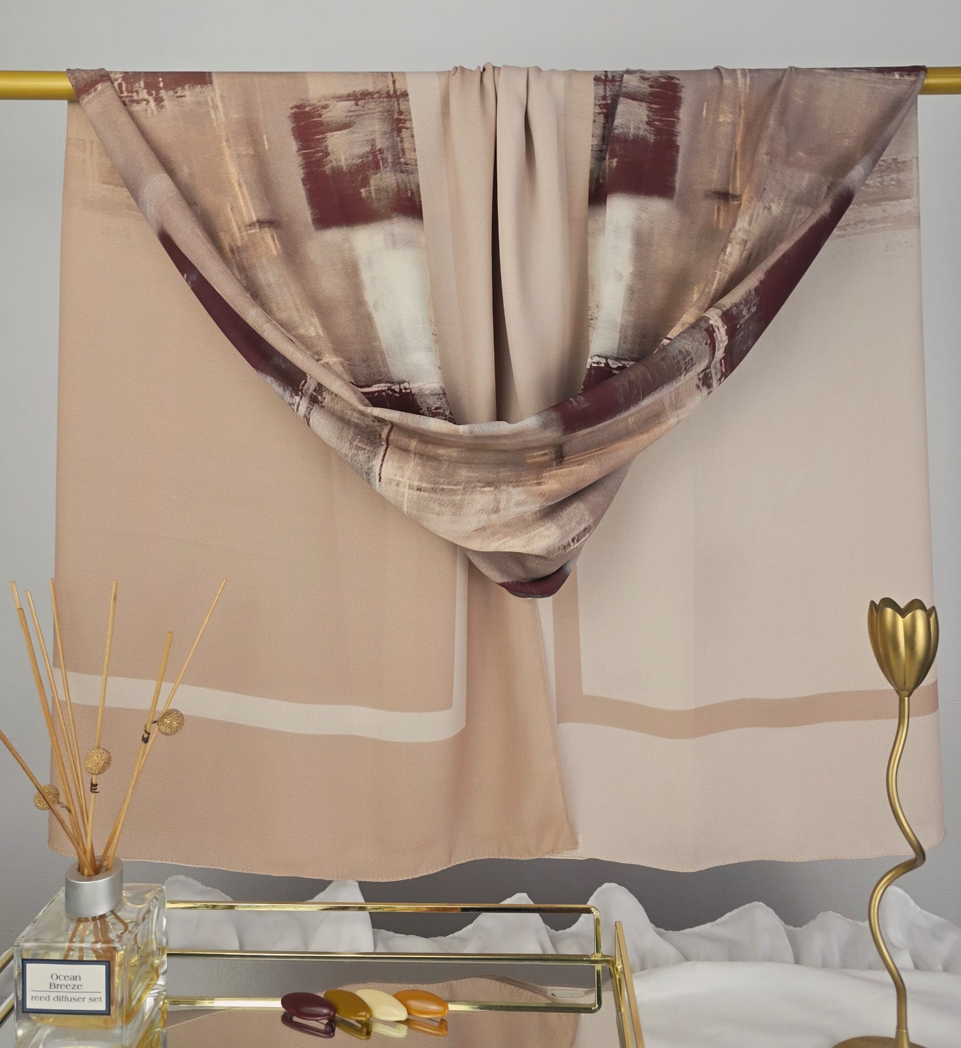 Abstract Print Crepe Shawl