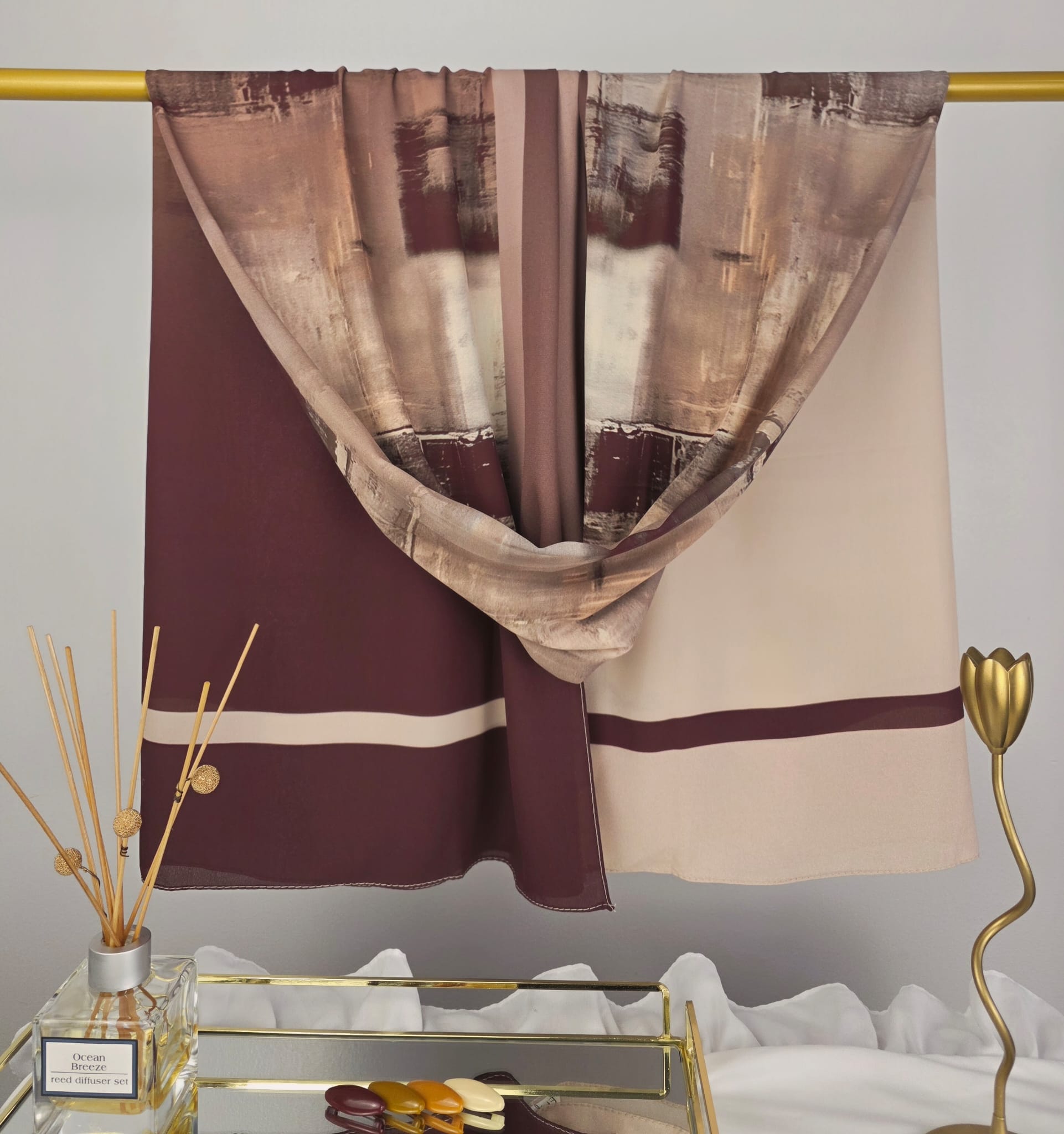 Abstract Print Crepe Shawl