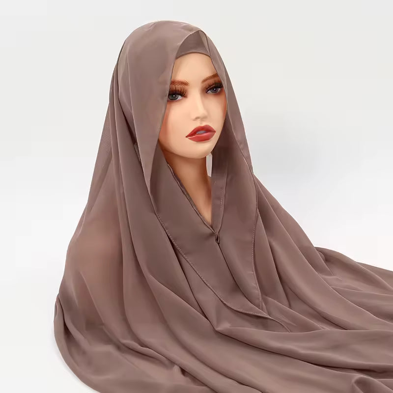 3 in 1 Flowy Chiffon Hijab Scarf Set (Hijab, Magnet Pins, Undercap)