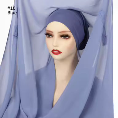 3 in 1 Flowy Chiffon Hijab Scarf Set (Hijab, Magnet Pins, Undercap)