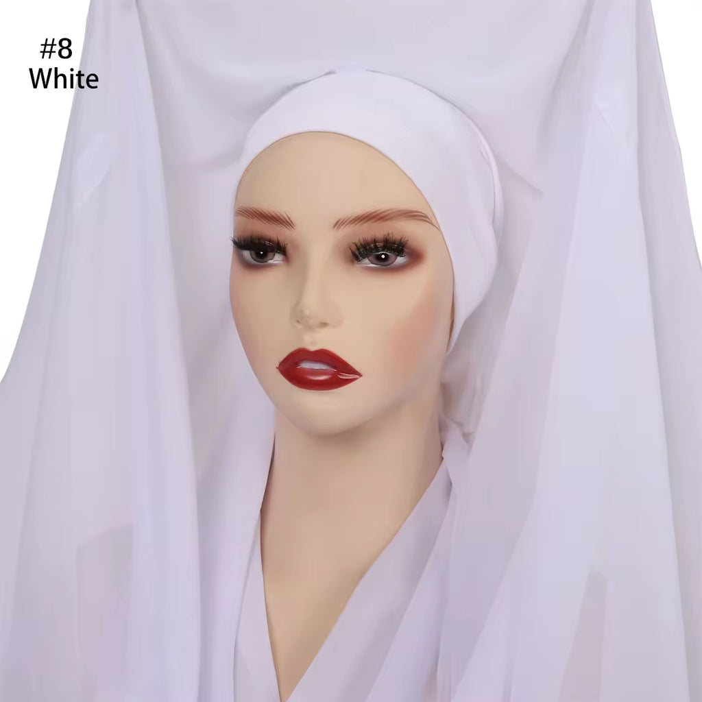 3 in 1 Flowy Chiffon Hijab Scarf Set (Hijab, Magnet Pins, Undercap)